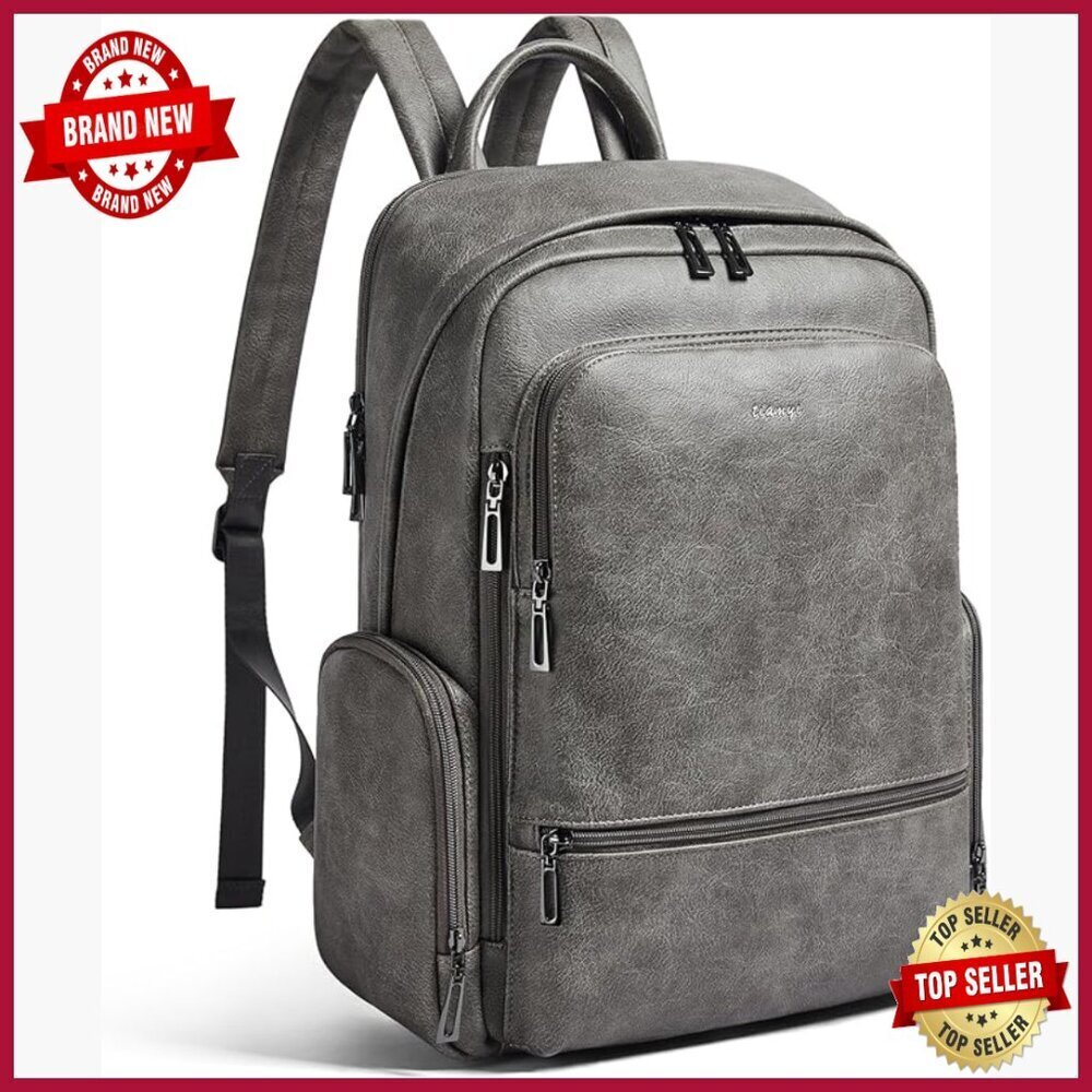 Vegan Leather Laptop Backpack Fits 16 Inch Travel Daily Use